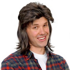 10 X BARUISI MULLET WIGS FOR MEN 70S 80S HALLOWEEN COSTUME COSPLAY WIG,BROWN - TOTAL RRP £167: LOCATION - A