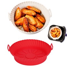 20 X 2PCS SILICONE AIR FRYER LINER, 8.5 INCH REUSABLE AIR FRYER SILICONE POT, FOOD GRADE AIR FRYER ACCESSORIES FOR 5QT OR BIGGER, COMPATIBLE WITH NINJA, TOWER, COSORI (RED & GRAY) - TOTAL RRP £116: L