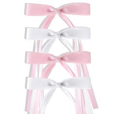 45 X WLLHYF 4PCS TASSEL RIBBON HAIR CLIPS SILKY SATIN BOWS HAIR BARRETTES LONG TAIL BOWKNOT PONYTAIL HOLDER METAL SLIDES CLAW HAIR VALENTINE'S DAY ACCESSORIES FOR WOMEN GIRLS KIDS - TOTAL RRP £187: L