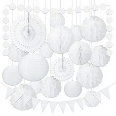 QTY ASSORTED ITEMS TO INCLUDE 20PCS WEDDING DECORATIONS SET. WHITE. TOTAL RRP £261: LOCATION - F RACK