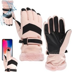 14 X YOUMU SKI GLOVES FOR WOMEN, COLD-PROOF WARM THICK FLEECE GLOVES, ANTI-SKID TOUCHSCREEN WINTER GLOVES WITH ADJUSTABLE CUFFS, WATERPROOF SNOW GLOVES FOR SKIING HIKING CYCLING OUTDOOR SPORTS - TOTA