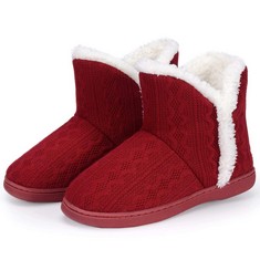 QTY OF SHOES TO INCLUDE WOMENS FLUFFY SLIPPERS. RED. UK 5-6.: LOCATION - F RACK