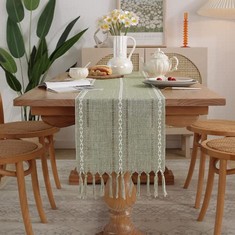 QTY ASSORTED ITEMS TO INCLUDE SAGE GREEN TABLE RUNNER. : LOCATION - F RACK