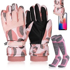 10 X YOUMU SKI GLOVES FOR WOMEN, SUPER WARM WATERPROOF GLOVES WITH SKI SOCKS SET ANTI-SKID TOUCHSCREEN WINTER GLOVES THICK THERMAL SOCKS FOR SKIING CYCLING HIKING - TOTAL RRP £200: LOCATION - F RACK