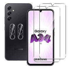 29 X LEXIEE TEMPERED GLASS FOR SAMSUNG GALAXY A34 5G SCREEN PROTECTOR [2+2 PACK] CAMERA LENS PROTECTOR AND SCREEN PROTECTOR,[9H HARDNESS] [HD] REAR CAMERA PROTECTOR FILM TEMPERED GLASS FILM - TOTAL R