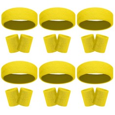 QTY OF ASSORTED ITEMS TO INCLUDE 18PCS SWEATBANDS SET. YELLOW. : LOCATION - F RACK