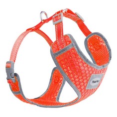 36 X THINKPET REFLECTIVE BREATHABLE SOFT AIR MESH NO PULL PUPPY CHOKE FREE OVER HEAD VEST VENTILATION HARNESS FOR PUPPY SMALL MEDIUM DOGS (NEON ORANGE,L) - TOTAL RRP £489: LOCATION - G RACK
