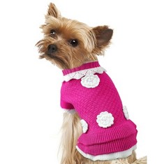 30 X JOYTALE SMALL DOG JUMPER, SOFT WARM FALL WINTER PET CABLE TURTLENECK SWEATER COAT WITH CUTE FLOWER STUDDED WITH PEARL, PUPPY PULLOVER KNITTED CLOTHES OUTFIT FOR GIRL BOY CATS SMALL DOGS, HOT PIN
