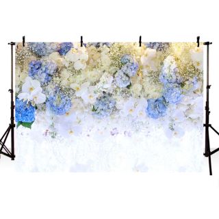 21 X MEHOFOND 7X5FT SPRING BLUE AND WHITE FLOWER VALENTINE'S DAY PHOTOGRAPHY BACKDROP FLORAL WALL BIRTHDAY BRIDAL SHOWER WEDDING BACKGROUND DESSERT TABLE DECOR PHOTO STUDIO PROPS - TOTAL RRP £280: LO