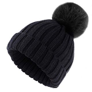 35 X ELIFEACC 2018 WARM WINTER FUR HAT KNITTED POM POM BEANIE BOBBLE HATS FOR OUTDOOR CAMPING SKI CAPS(BLACK)(SIZE:M) - TOTAL RRP £379: LOCATION - D