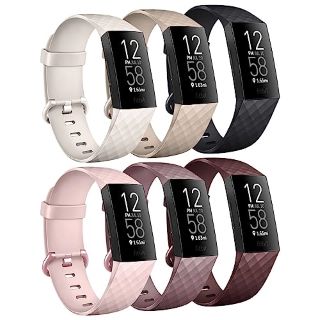 11 X PACK 6 STRAPS COMPATIBLE WITH FITBIT CHARGE 4 STRAP/FITBIT CHARGE 3 STRAP FOR WOMEN MEN,SOFT SPORTS WATCH STRAP WRISTBANDS FOR FITBIT CHARGE 4/3(L,BLACK/RED/STARLIGHT/MILKTEA/VIOLET SMOKE/PINK)