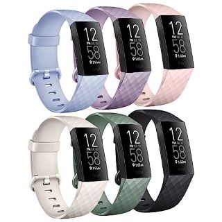 11 X PACK 6 STRAPS COMPATIBLE WITH FITBIT CHARGE 4 STRAP/FITBIT CHARGE 3 STRAP FOR WOMEN MEN, SOFT SPORTS WATCH STRAP WRISTBANDS FOR FITBIT CHARGE 4/3 (S,BLACK/STARLIGHT/LIGHT BLUE/CACTUS/PINK/VIOLET