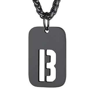 17 X RICHSTEEL NECKLACES INITIAL B DOG TAGS NECKLACE FOR MEN MENS BLACK LETTER NECKLACE - TOTAL RRP £214: LOCATION - D