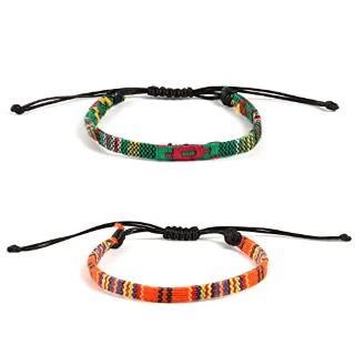 82 X IOPJLK BRACELET ADJUSTABLE-LENGTH 2 PIECES, HAND-WOVEN FRIENDSHIP BRACELET, BE USED AS A TRAVEL MEMORIAL, COUPLE KEEPSAKE, GOOD WISHES GIFT BETWEEN FRIENDS(ORANGE) - TOTAL RRP £271: LOCATION - E