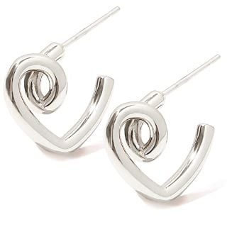 25 X STAINLESS STEEL EARRINGS FOR WOMEN HEART STUD EARRINGS CUTE EARRINGS S925 STERLING SILVER NEEDLE HYPOALLERGENIC GIFTS FOR WOMEN VALENTINES DAY BIRTHDAY MOTHERS DAY ANNIVERSARY CHRISTMAS-SILVER -