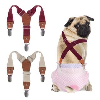 20 X PET SOFT DOG NAPPY SUSPENDERS, 2 PCS DOG DIAPER SUSPENDERS FOR BITCHES/BOYS DOGGY, PET BELLY BANDS PANTS KEEPER SUSPENDERS?BLACK-PINK,M-L) - TOTAL RRP £266: LOCATION - E