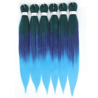 7 X PRE-STRETCHED BRAIDING HAIR EASY BRAID PROFESSIONAL ITCH- SYNTHETIC FIBRE CROCHET BRAIDS YAKI TEXTURE HAIR EXTENSIONS 6 PACKS BRAID HAIR (26 INCH(PACK OF 6), GREEN-PURPLE-BLUE) - TOTAL RRP £111: