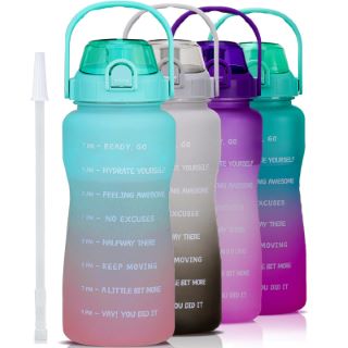 QTY OF ASSORTED ITEMS TO INCLUDE VENNERLI DRINKING WATER BOTTLE WITH STRAW AND MOTIVATIONAL TIME MARKER 2.2L BPA FREE GREEN GRADUAL PINK - RRP £250: LOCATION - F