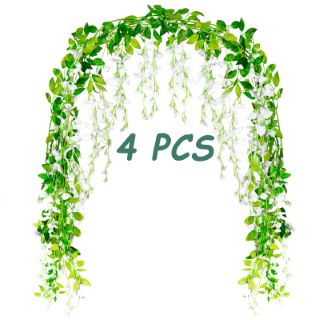 12 X BENUAN 4 X 7.55 FEET ARTIFICIAL WISTERIA VINE FLOWERS FAKE WISTERIA HANGING PLANTS GARLAND FOR GARDEN WEDDING HOME OUTDOOR DECORATION, PINK - TOTAL RRP £100: LOCATION - F