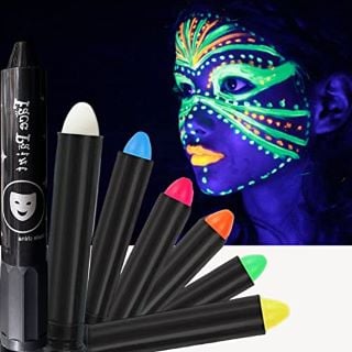 22 X ITSFAIRYPRO GLOW FACE PAINT/BODY PAINTING KIT, GLOW IN THE DARK NEON BODY PAINT WHITE/RED/BLUE/YELLOW/ORANGE/GREEN WATER REACTIVE TWISTABLE PEN MARKER FOR HALLOWEEN RAVE SFX EYEBLACK - TOTAL RRP