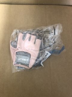 QTY OF ASSORTED GOODS TO INCLUDE PINK AND GREY WOMEN'S GYM GLOVES UTEBIT - RRP £350 : LOCATION - G