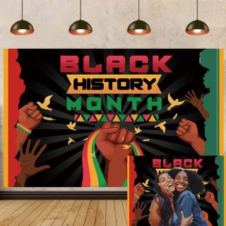 18 X BLACK HISTORY MONTH BACKDROP FOR PHOTOGRAPHY AFRICAN AMERICAN HERITAGE FESTIVAL BACKGROUND BLACK HISTORY MONTH HOLIDAY PARTY DECORATIONS SUPPLIES FOR HOME (6X4FT(70 X 40 INCH)) - TOTAL RRP £120: