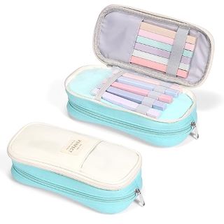 23 X LARGE PENCIL CASE FOR GIRLS BOYS, BIG CAPACITY PENCIL CASE POUCH MAKEUP BAG, CUTE PENCIL CASE WITH COMPARTMENTS - AESTHETIC LARGE STATIONERY ORGANIZER FOR KIDS WOMEN MEN TEENAGERS STUDENTS, BLUE