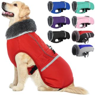 10 X LELEPET WINTER WARM DOG COAT, WATERPROOF DOG COAT, REFLECTIVE DOG JACKET, THICK FLEECE LINED DOG CLOTHES FOR COLD WEATHER, DOG OUTFIT APPAREL PET VEST SNOWSUIT FOR SMALL MEDIUM LARGE DOGS, RED L