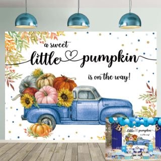 12 X AUTUMN BABY SHOWER BACKDROP FOR GIRLS FALL A SWEET PUMPKIN IS ON THE WAY BACKGROUND PINK FLORAL CAR LEAVES POLKA DOTS BACKGROUND AUTUMN BABY SHOWER PHOTO BOOTH PROPS 7X5FT(210X150CM) - TOTAL RRP