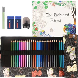 17 X NSXSU 48 COLORED PENCILS, COLOR PENCILS FOR ADULT COLORING BOOK, ARTIST SOFTCORE OIL BASED COLOR PENCIL SETS, INCLUDED SHARPENER, HANDMADE CANVAS PENCIL WRAP, COLORING BOOK - TOTAL RRP £184: LOC