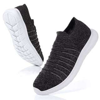 4 X MEN'S TRAINERS LIGHTWEIGHT FASHION TRAINERS SLIP-ON WALKING SNEAKERS ATHLETIC SPORT RUNNING SHOES BLACK GREY 8.5 UK - TOTAL RRP £97: LOCATION - A