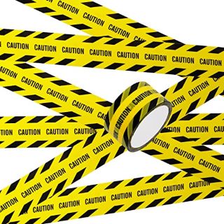 23 X WARNING TAPE, HAZARD CAUTION YELLOW AND BLACK BARRIER MARKING USED FOR ROAD CONSTRUCTION, WARNING, TRANSPORTATION OF DANGEROUS GOODS, THEMED PARTIES, 4.8 CM *25 M - TOTAL RRP £113: LOCATION - J