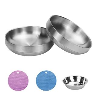 22 X 2 PCS STAINLESS STEEL CAT BOWL, 304 MATERIAL CAT BOWL CAT WATER BOWL STURDY DOG FOOD DISH WITH EXTRA DOG BOWL SILICONE DOG PLACEMAT FOR KITTEN PUPPY - TOTAL RRP £238: LOCATION - A