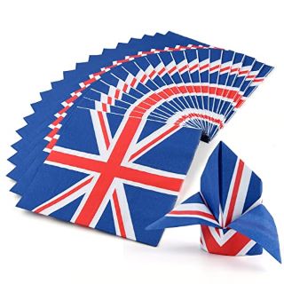 51 X PLULON 60 PCS UNION JACK NAPKINS BRITISH FLAG PAPER NAPKINS FOR SPORTS ROYAL EVENTS FOOTBALL MATCH SOCCER GAME PARTY SUPPLIES - TOTAL RRP £297: LOCATION - K