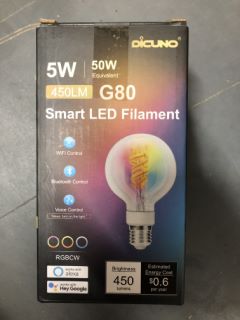 QTY OF ASSORTED ITEMS TO INCLUDE DICUNO 5W 50 W EQUIVALENT (450LM G80) BULB SMART LED FULL SMART LED  RRP £442: LOCATION - K
