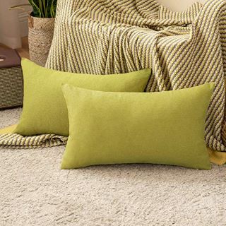 QTY OF CUSHION COVERS TO INCLUDE MIULEE WATERPROOF OUTDOOR CUSHION COVERS 12 X 20 INCHES SET OF 2 GREEN 30X50CM - RRP £474: LOCATION - K