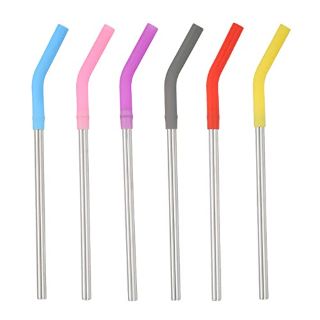 33 X 6 PCS REUSABLE METAL STRAWS WITH SILICONE TIP ECO FRIENDLY DRINKING STRAWS METAL STRAWS DRINKING STAINLESS STEEL METAL STRAWS FOR ALL BEVERAGES COCKTAIL MILKSHAKE SMOOTHIE COFFEE - TOTAL RRP £16
