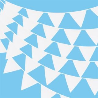 22 X JIJACRAFT 12M WHITE BUNTING BANNER, 42PCS REUSABLE GARDEN TRIANGLE FLAG FOR WEDDING, BIRTHDAY PARTY, BABY SHOWER, ANNIVERSARY, GRADUATION, CLASSROOM DECORATION - TOTAL RRP £183: LOCATION - B
