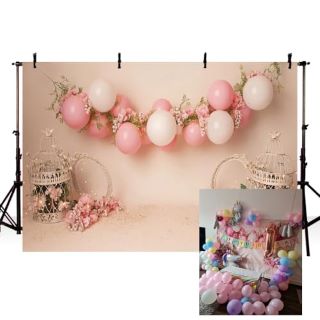 21 X MEHOFOTO 7X5FT PINK BALLOON ROSE FLOWER FLORAL BIRTHDAY 1ST GIRL BABY PARTY SUPPLIES DECORATION BANNER PHOTO STUDIO PROPS - TOTAL RRP £269: LOCATION - B