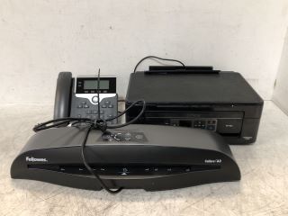 ASSORTMENT OF ITEMS TO INCLUDE CISCO IP PHONE, EPSON PRINTER BLACK AND FELLOWES CALIBRE A3 RRP £600