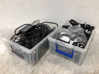 2X PLASTIC CONTAINERS AND VARIOUS CABLES RRP £120