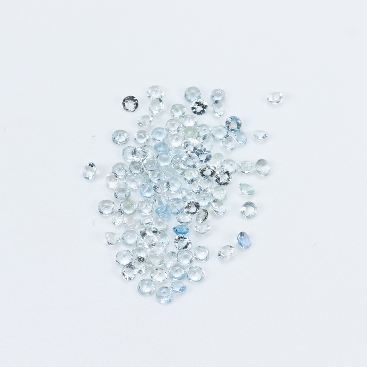 3.42ct Aquamarine Faceted Round-cut Parcel of Gemstones, 2mm