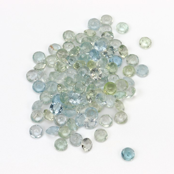 20.72ct Aquamarine Faceted Round-cut Parcel of Gemstones, 4mm