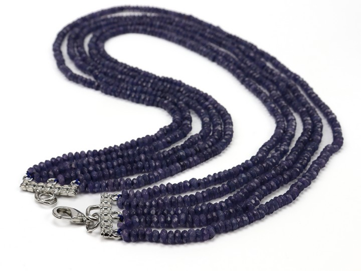 Copper Clasp Tanzanite AAA Five String Necklace, 4-5mm, 46-61cm, 68g (VAT Only Payable on Buyers Premium)