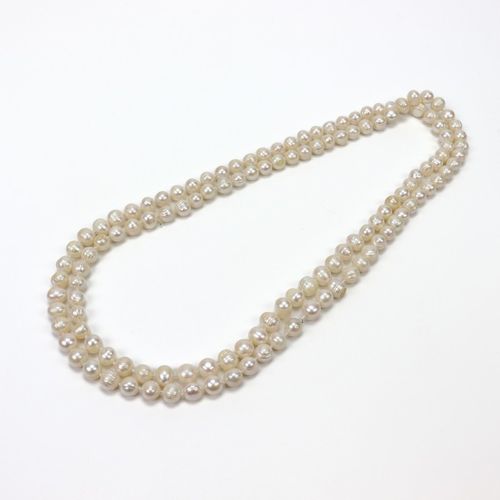 Natural White Freshwater Pearl AAA Necklace 9-10 mm, 122cm, 128g (VAT Only Payable on Buyers Premium)