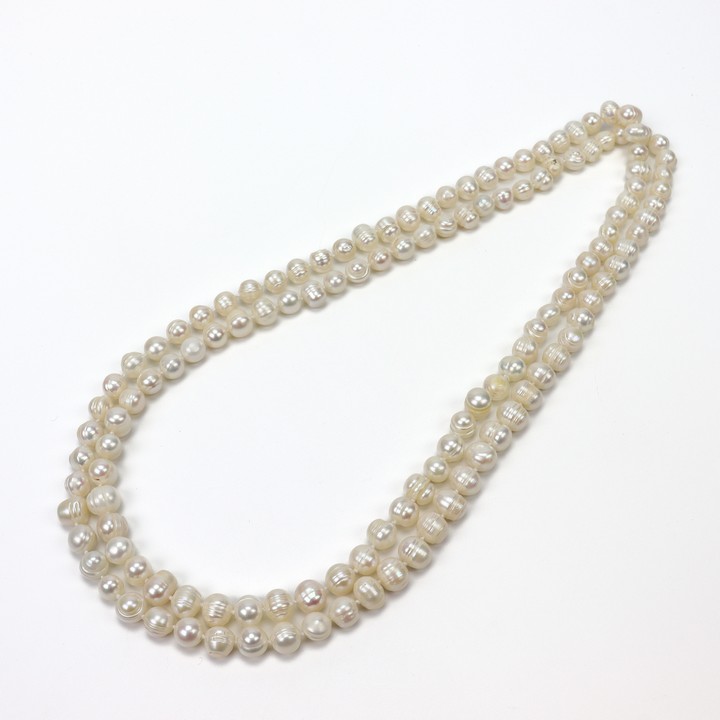 Natural White Freshwater Pearl AAA Necklace 9-10 mm, 122cm, 130g (VAT Only Payable on Buyers Premium)