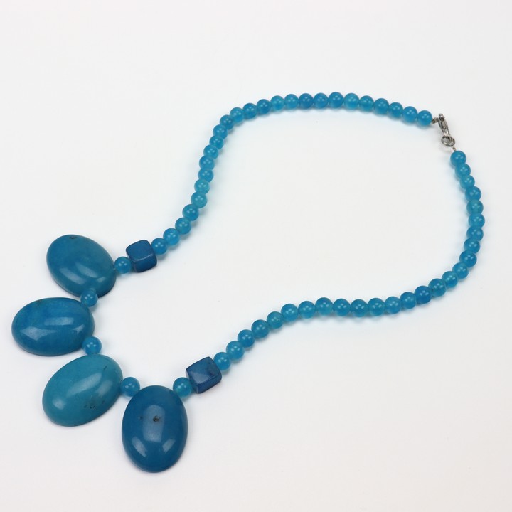Copper Clasp Blue Onyx AAA Necklace, 43cm, 60.9g (VAT Only Payable on Buyers Premium)
