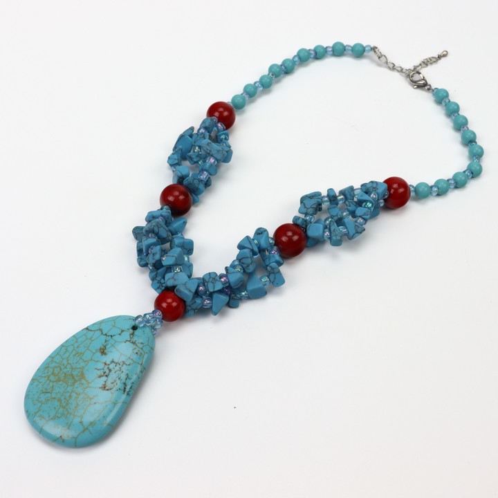Copper Clasp Adjustable Turquoise AAA Necklace, 40cm, 69g (VAT Only Payable on Buyers Premium)