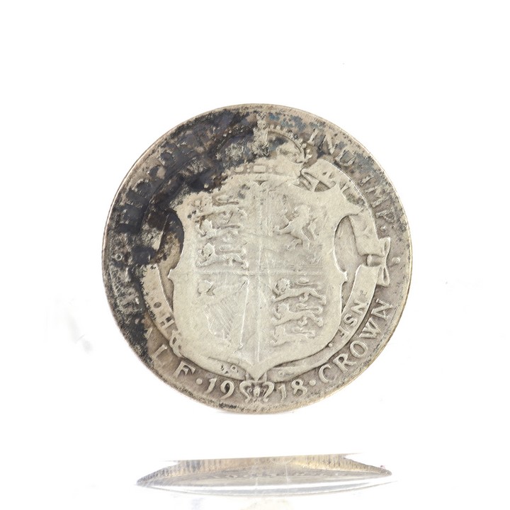 Sterling Silver 1918 George V Half Crown Coin, 13.7g (VAT Only Payable on Buyers Premium)
