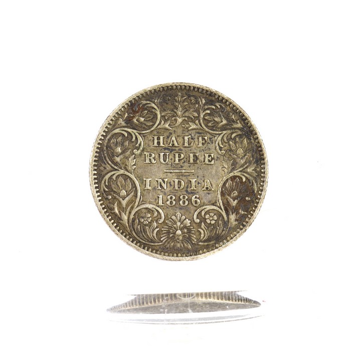 Sterling Silver 1886 Victoria Half Rupee Coin, 5.8g (VAT Only Payable on Buyers Premium)